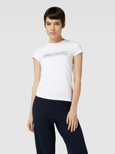 ARMANI EXCHANGE T-shirt z napisem z logo Biały 4