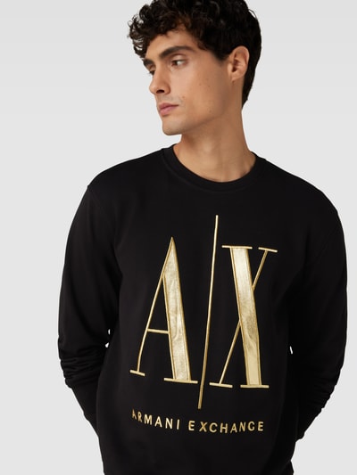 Armani Exchange Sweatshirt mit Label-Statement-Stitching Black 3