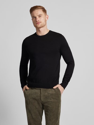 HUGO Strickpullover mit Rundhalsausschnitt Modell 'San Cody' Black 4