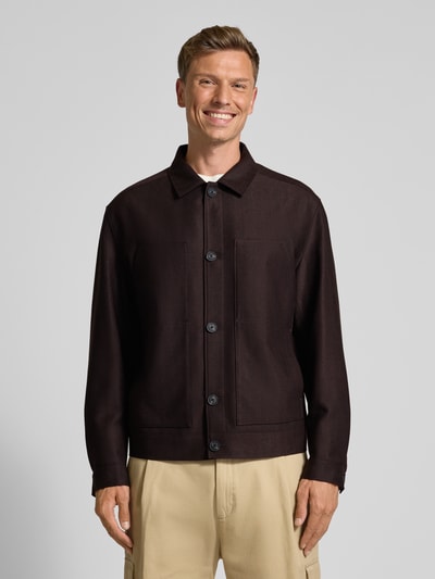 HUGO Kurtka koszulowa o kroju slim fit z dodatkiem żywej wełny Średniobrązowy 4