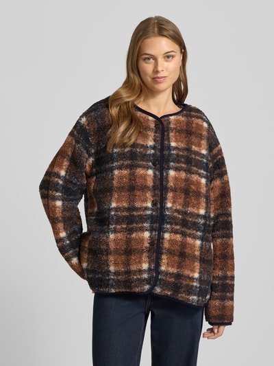 ICHI Fleecejacke mit Knopfleiste Modell 'KOLIRA' Marine 4