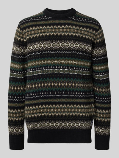 Barbour Regular fit gebreide pullover van zuivere wol, model 'ISLE CREW' Zwart - 2