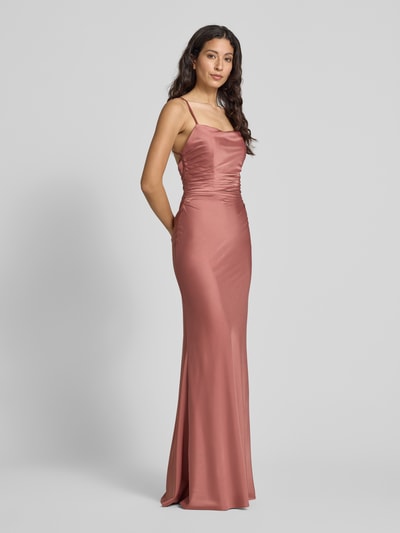 Luxuar Abendkleid mit Raffungen und rückseitigem Reißverschluss Altrosa 1