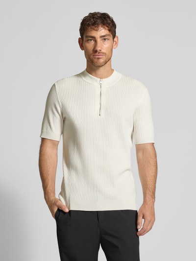 Cinque Gebreid shirt met ritssluiting, model 'Phil' Wit - 4