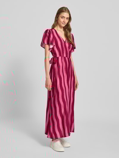 Colourful Rebel Wikkeljurk met strikceintuur, model 'Ava' Felroze - 1