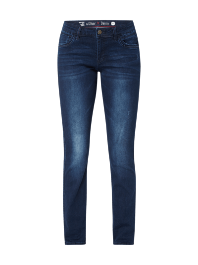 s.Oliver RED LABEL Jeansy w dekatyzowanym stylu o kroju slim fit z efektem znoszenia Jeansowy niebieski melanż 2