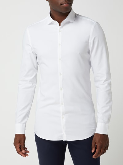 Jake*s Super Slim Fit Business-Hemd aus Twill Weiss 4