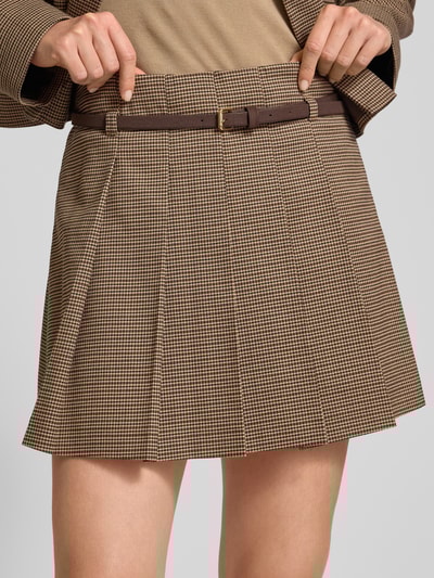 Jake*s Collection Spódnica mini z dodatkiem wiskozy z plisami Ciemnobrązowy 3