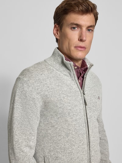 Gant Strickjacke mit Reißverschluss Mittelgrau Melange 3