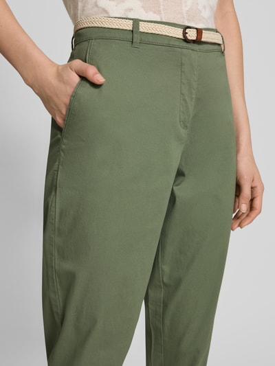 Christian Berg Woman Casual fit chino met riem Rietgroen - 3
