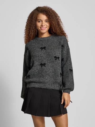 Only Relaxed fit gebreide pullover met wol, model 'BRUNHILDA LIFE' Antraciet - 4