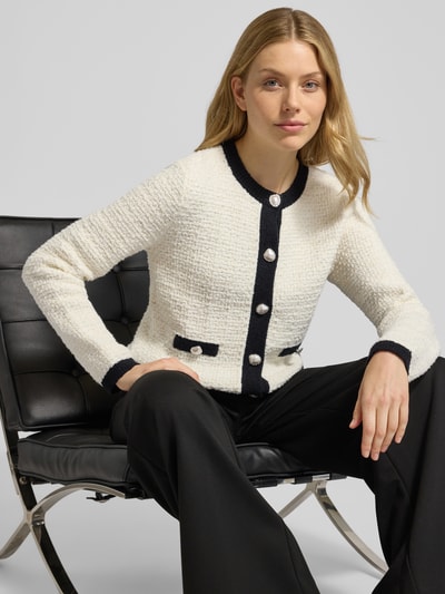 Christian Berg Woman Selection Kurtka z efektem bouclé i okrągłym dekoltem Écru 3