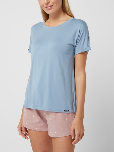 Skiny T-shirt z mieszanki wiskozy i elastanu model ‘Every Night In’ Niebieski 4