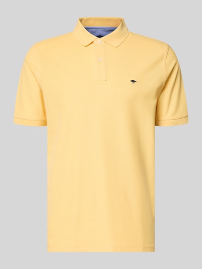 Produktfoto, Regular Fit Poloshirt mit Logo-Stitching von Fynch-Hatton in Gelb aus Reine Baumwolle, Polokragen, Kurzärmelig, Rückenlänge 70 cm