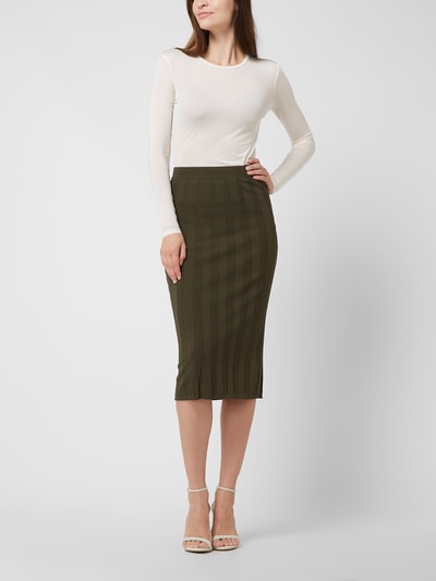 MaxMara Leisure Midirok van een mix van zijde en katoen, model 'Gallia' Olijfgroen - 1