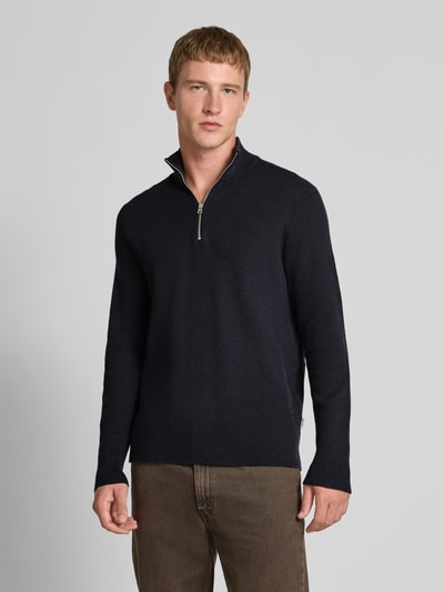 Only & Sons Regular Fit Strickpullover aus Baumwoll-Mix Modell 'PHIL' Dunkelblau 4