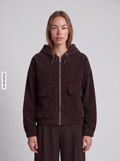 ONLY Regular Fit Bomberjacke aus Baumwoll-Mix Modell 'KENZIE' Schoko 3
