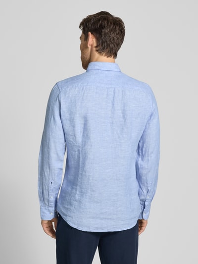 Seidensticker slim fit zakelijk hemd van linnen met kentkraag Bleu - 5