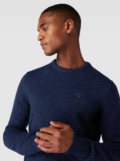 Barbour Strickpullover in Melange-Optik aus Woll-Mix mit Seiden-Anteil Marine 3