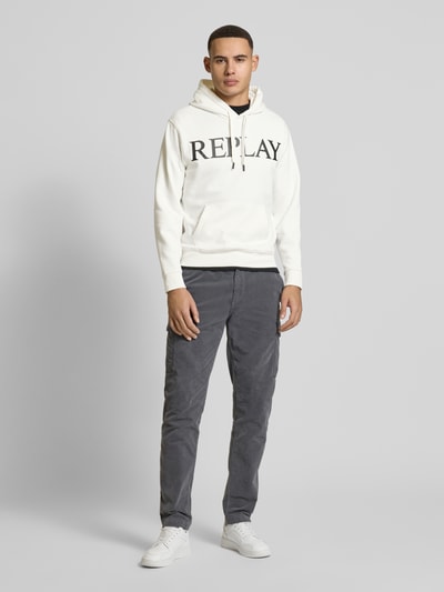 Replay Hoodie mit gerippten Abschlüssen Offwhite 1