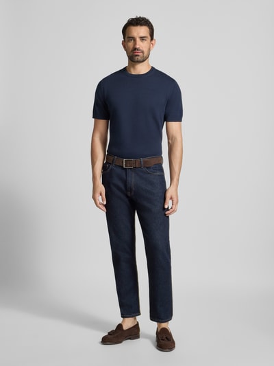 Christian Berg Men T-Shirt mit geripptem Rundhalsausschnitt Marine 1