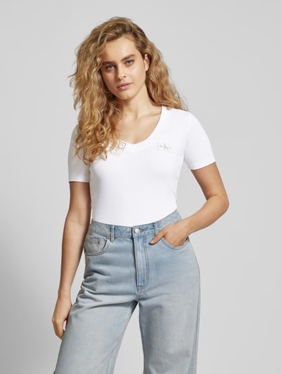 Calvin Klein Jeans T-shirt in labelpatch Wit - 4