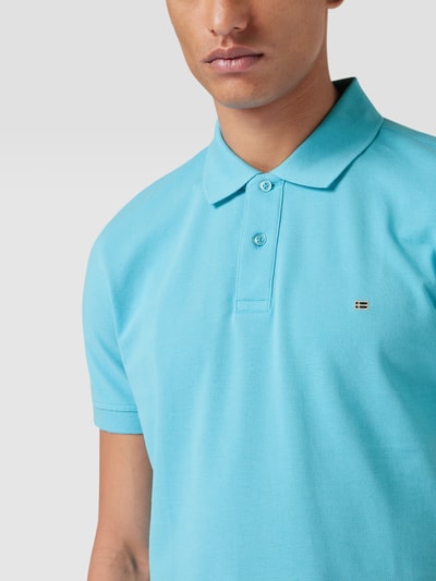 Christian Berg Men Poloshirt met labelstitching Aquablauw - 3