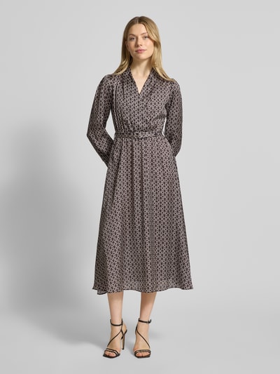Rinascimento Hemdblusenkleid im Allover-Look mit Gürtel Black 4