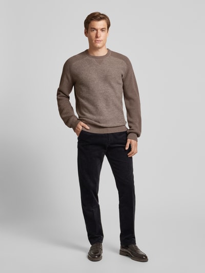 BOSS Gebreide pullover met ribboorden, model 'Ematero' Taupe - 1