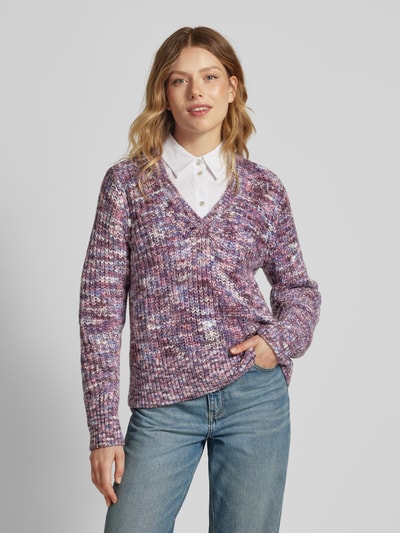 Vila Gebreide pullover met V-hals, model 'DIRMA' Paars - 4