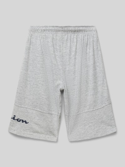CHAMPION Szorty z dzianiny dresowej o kroju regular fit z nadrukiem z logo Średnioszary melanż 3