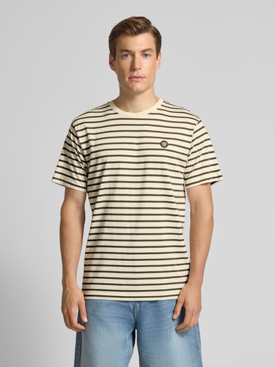 Wood Wood T-shirt z okrągłym dekoltem model ‘Ace’ Beżowy 4