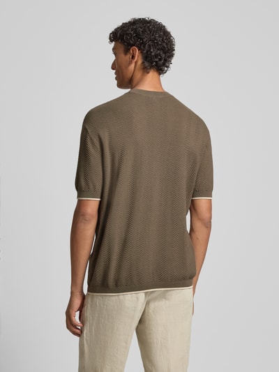 Emporio Armani Strickshirt mit Strukturmuster und Rundhalsausschnitt Mittelbraun 5