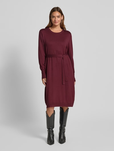 FREE/QUENT Overhemdjurk van viscosemix met strikceintuur, model 'Conny' Bordeaux - 4