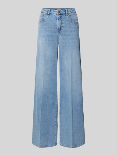 Productfoto, Wide Leg Jeans met vouwnaden model 'MAURY' van SEDUCTIVE, blauwe katoenmix met lyocell, steekzakken, damesjeans.