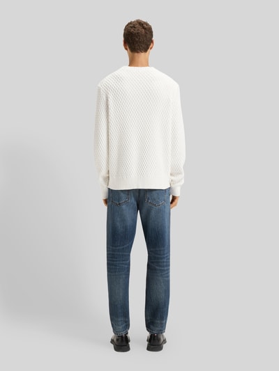 HUGO Regular Fit Strickpullover mit 3D-Strukturmuster Modell 'SYER' Offwhite 5