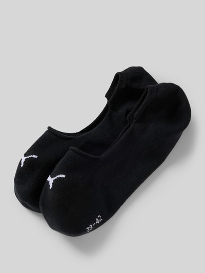 Produktfoto, Füßlinge met logo in set van 2 van PUMA, dames katoenenmix met stretch, zwart met wit logo, fijne textuur.
