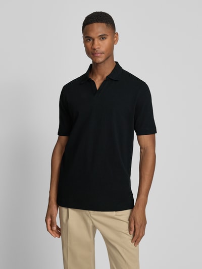 Marc O'Polo regular fit poloshirt van mix van katoen en linnen Zwart - 4