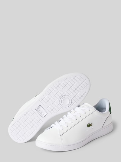 Produktfoto, Low Top Sneaker aus echtem Leder von Lacoste in Optik: Unifarben, Schuhspitze: Rund, flache Absatzform, Logo-Detail, Label-Prägung, Schnürung, Sohle: Strukturiert, Materialverarbeitung: Glattleder, Material: echtes Leder.