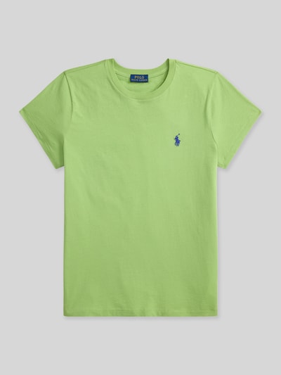 Produktfoto, T-shirt mit Label-Stitching von Polo Ralph Lauren aus bawełna, krój regular fit, okrągły dekolt, długość tyłu 54 cm w rozmiarze S