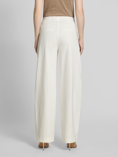 Drykorn Wide leg stoffen broek met strookzakken, model 'FAE' Wit - 5