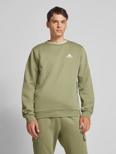 ADIDAS SPORTSWEAR Sweatshirt met labelstitching, model 'FEELCOZY' Olijfgroen - 4