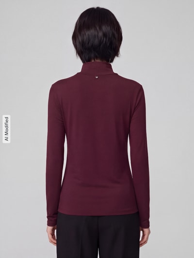 BOSS Orange Langarmshirt mit Rollkragen Modell 'Eliana' Bordeaux 5