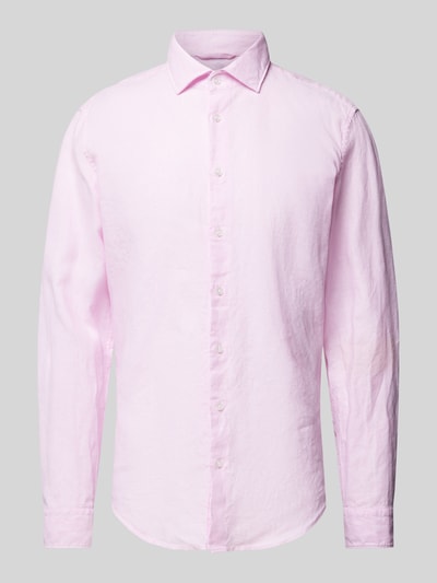 SEIDENSTICKER Koszula lniana o kroju slim fit z kołnierzykiem typu kent Różowawy 1