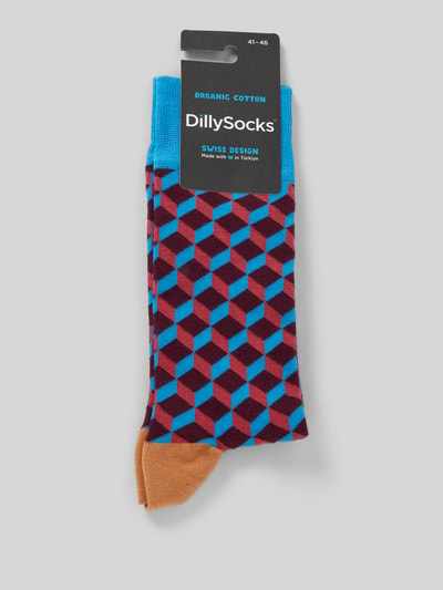 DillySocks Sokken met motiefstitching, model 'Pop Dice' Koningsblauw - 3