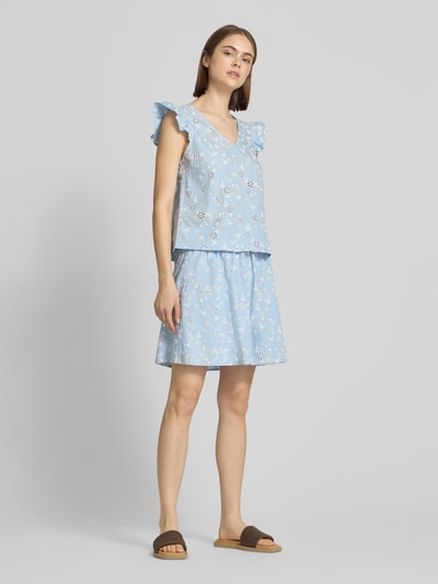 PIECES Regular Fit Mini-Rock aus reiner Baumwolle Modell 'BANNA' Hellblau 1