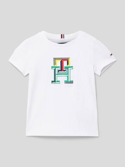 Tommy Hilfiger Teens T-shirt o kroju regular fit z wielokolorowym, wyhaftowanym logo Biały 1