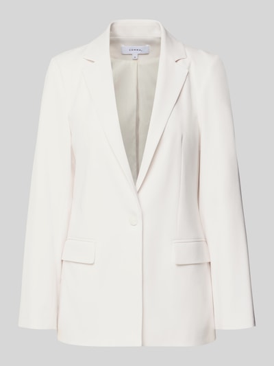 Produktfoto, Slim Fit Blazer mit Pattentaschen von comma, weiß, Viskose-Mix mit Stretch, Reverskragen, Knopf, glatte Oberfläche