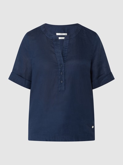 Brax Blouseshirt van linnen, model 'Vio'  Marineblauw - 2