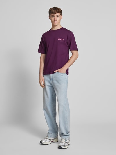 REVIEW Regular fit T-shirt van een mix van katoen en viscose Prune - 1